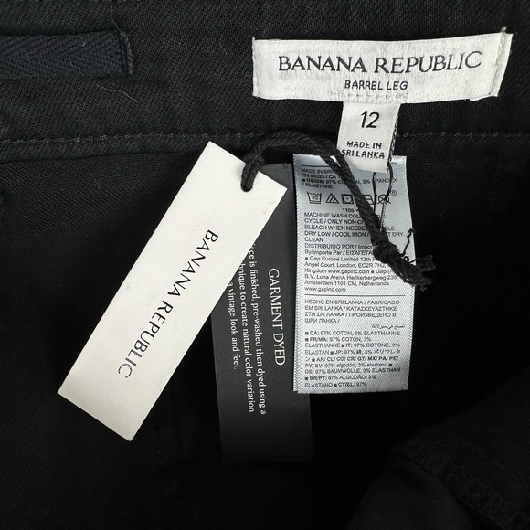 NWT Banana Republic The Weekender Slim Barrel Pant Sz 12 Black Pockets High Rise - Picture 11 of 12